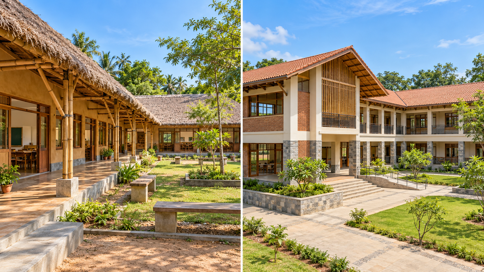 School and college campus designs with shaded corridors