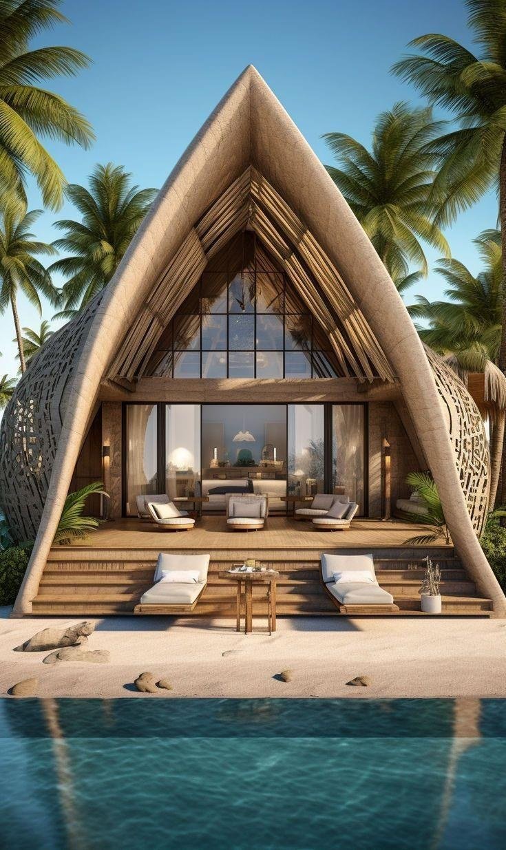 Bamboo House Reference Model 001 – Tropical A-frame villa