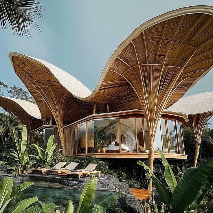 Bamboo House Reference Model 006 – Wing-roof garden retreat
