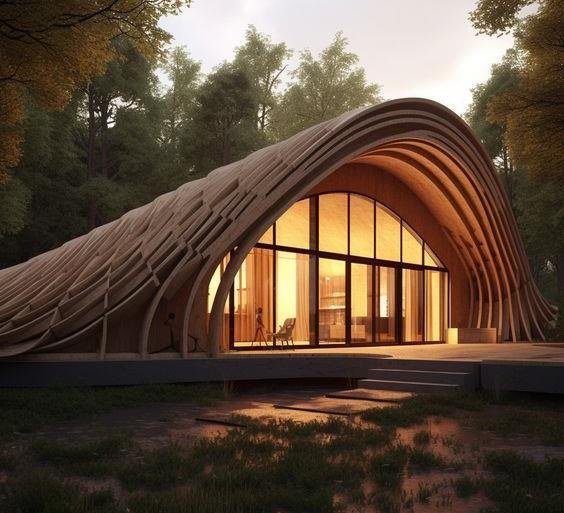 Bamboo House Reference Model 012 – Low-arch woodland cottage