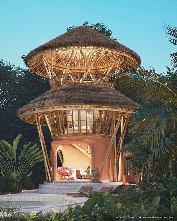 Bamboo House Reference Model 016 – Tiered tropical retreat