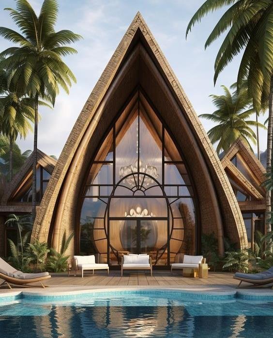 Bamboo House Reference Model 031 – Pointed-arch pool villa