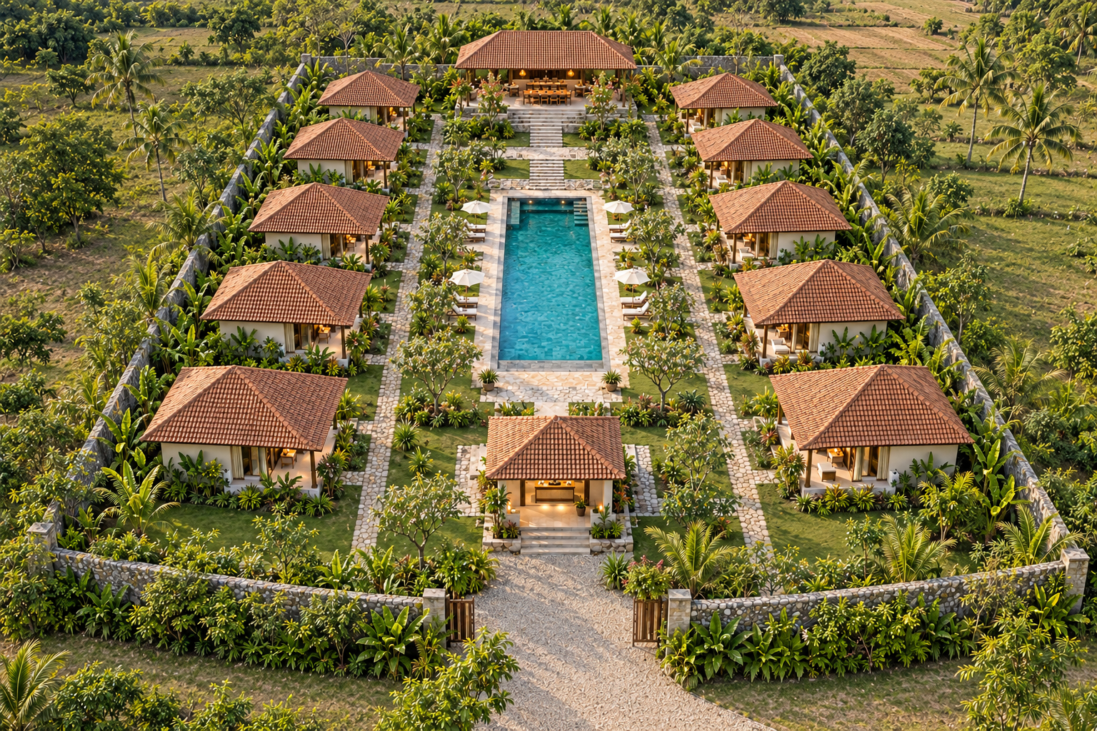 Ten-Cottage Nature Resort full-view AI-generated proposed design