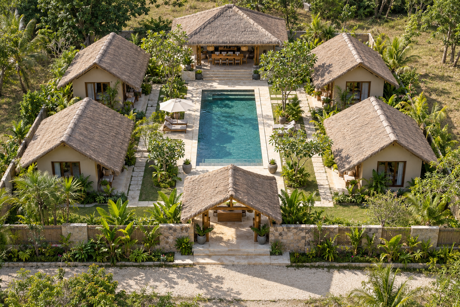 Four-Cottage Courtyard Resort full-view AI-generated proposed design